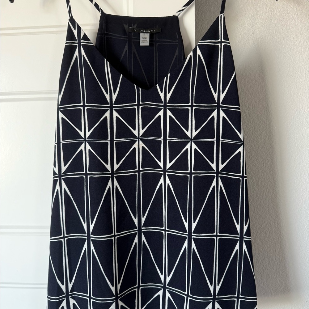 Tahari NWT Navy and White Geometric Camisole